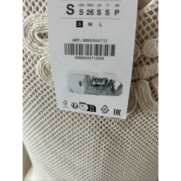 ZARA NEW WOMAN SS25 ZW COLLECTION EMBROIDERED DRESS Ecru | 6895/044_SIZE S - Picture 5 of 6
